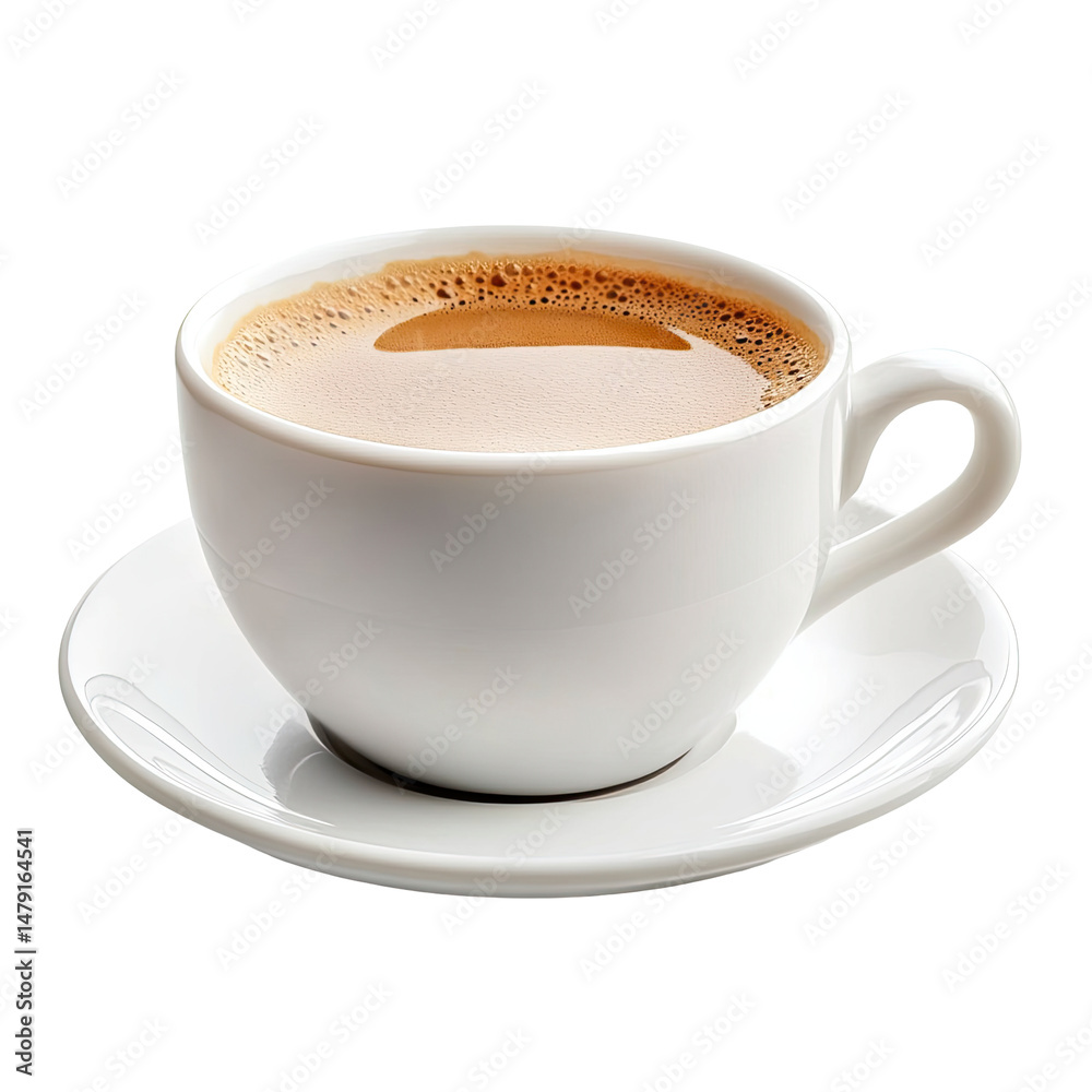 Fototapeta premium White coffee cup filled with a light brown liquid