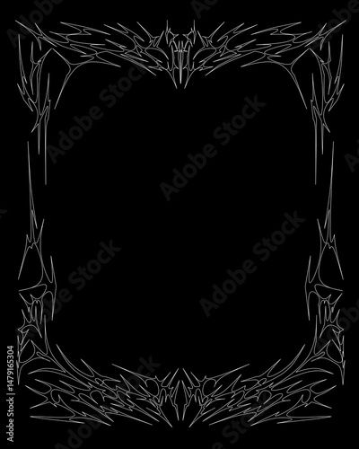 Cyber Sigilism Frame Vector Design. Retro futuristic Gothic Neo Tribal Background.
