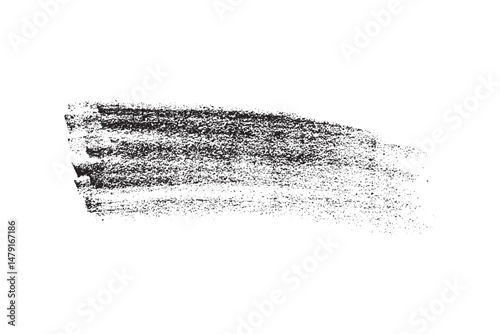 Black Charcoal Grunge Brush Stroke Texture Isolated on White Background, Rough Dry Smudge Mark Element