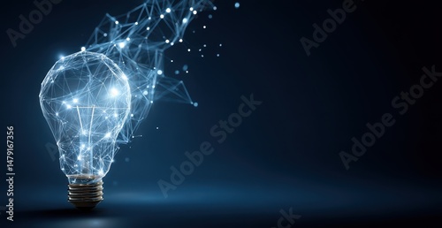 Abstract digital illustration of a glowing light bulb.