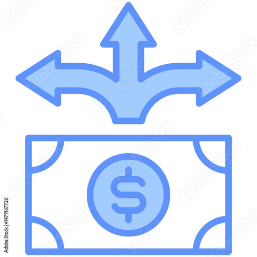 Expend Outline Blue Color Icon