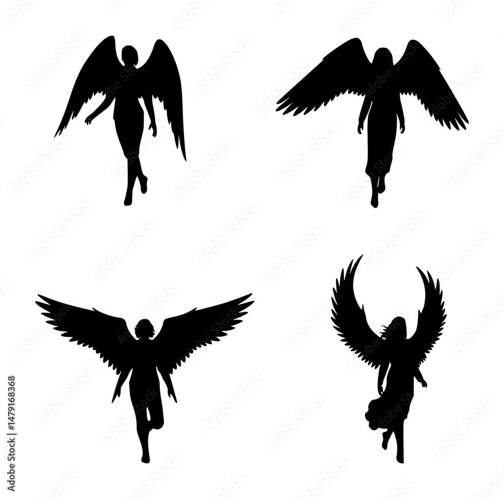 Obraz premium angel silhouette set, isolated background