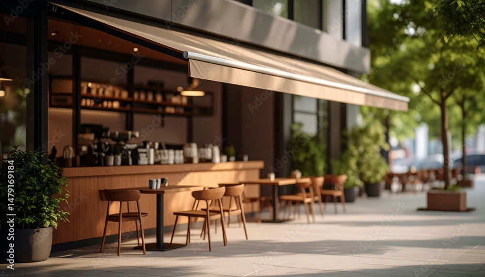 Obraz premium coffee shop awning minimalist charming