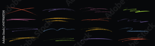 Colorful Crayon Scribble Lines Set, Hand-Drawn Strokes on White Background Isolated Collection