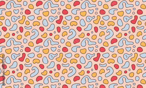 Vibrant Memphis Style Freeform Shapes Seamless Vector Pattern Design