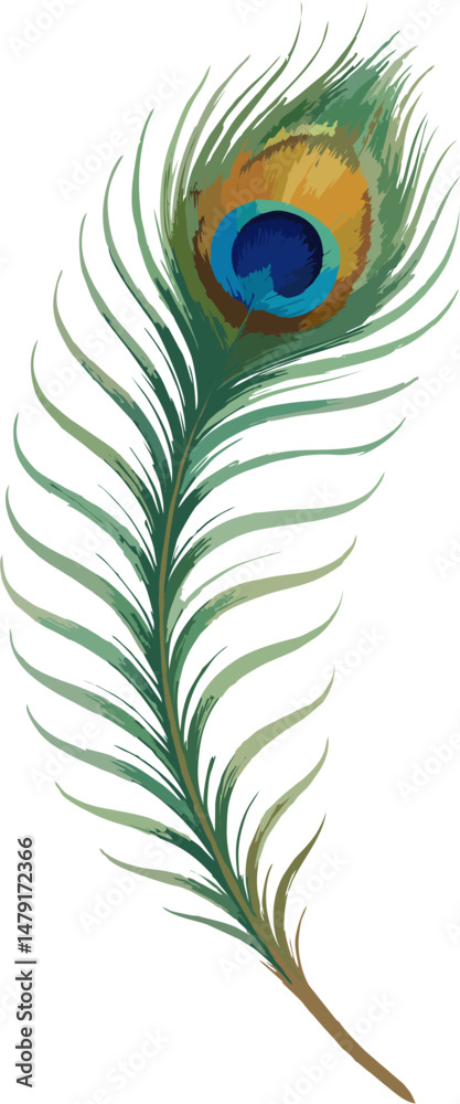 Obraz premium natural peacock feather in side profile with gradient suggestion