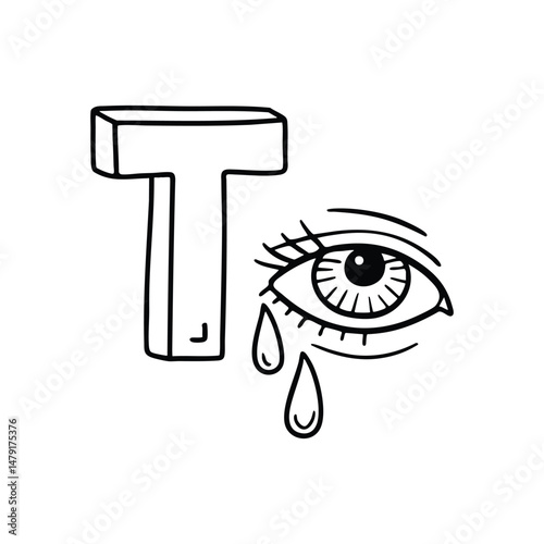 An illustration of letter T stands for T Tear