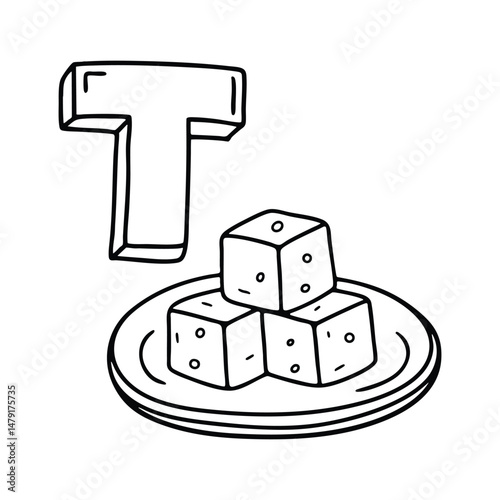 An illustration of letter T stands for T Tofu