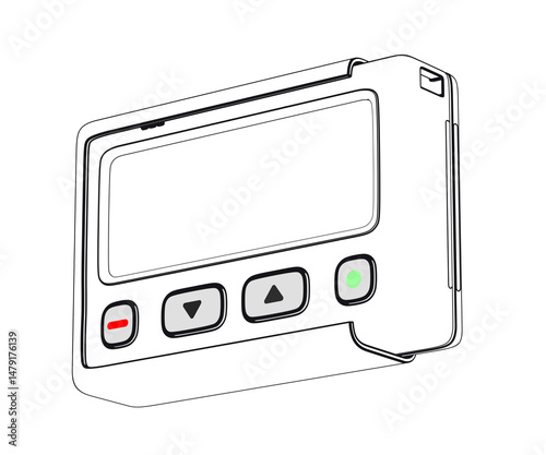Sketch of a retro communication device, pager or beeper