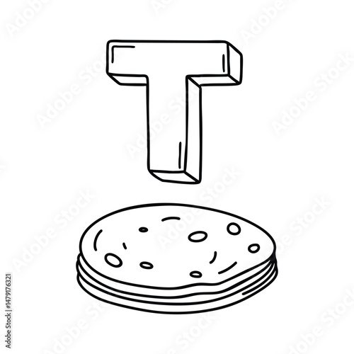 An illustration of letter T stands for T Tortilla