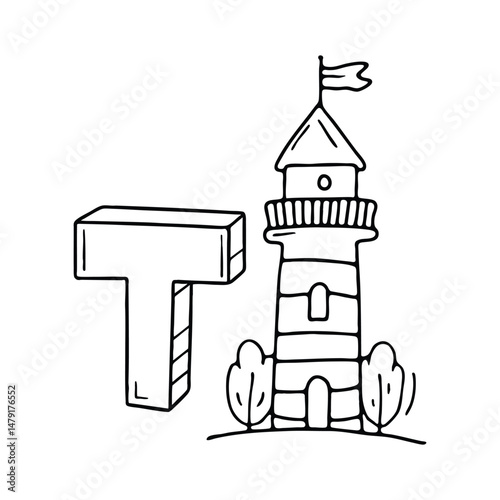 An illustration of letter T stands for T Tower