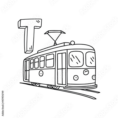 An illustration of letter T stands for T Tram