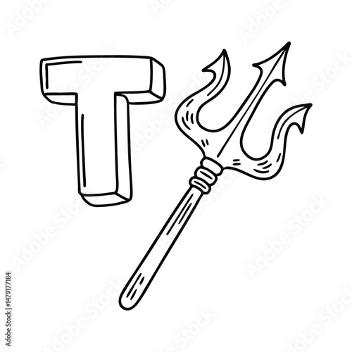 An illustration of letter T stands for T Trident