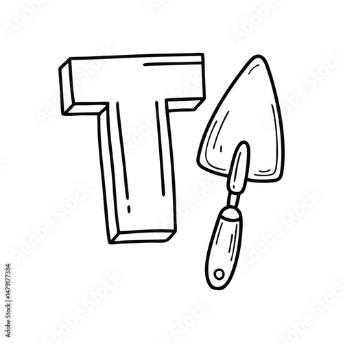 An illustration of letter T stands for T Trowel