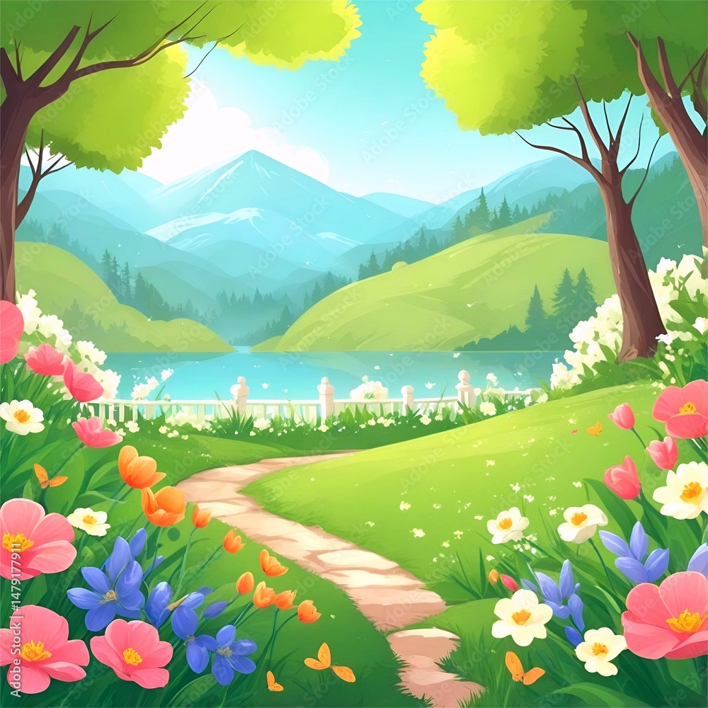 Fototapeta premium spring flowers illustration