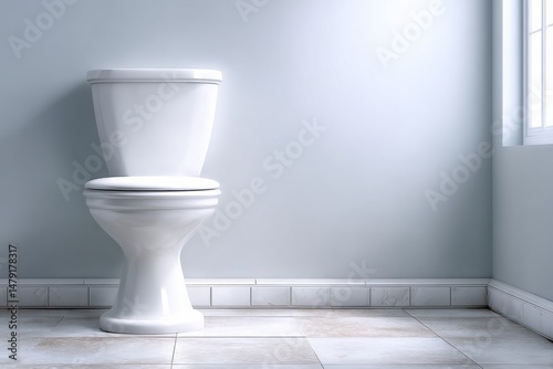 High-resolution close view of white toilet against a clean white wall, minimal aesthetic and hygienic setting, 