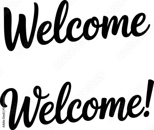 The word "Welcome" displayed twice in black script lettering with a subtle underline, presented side-by-side against a white background.