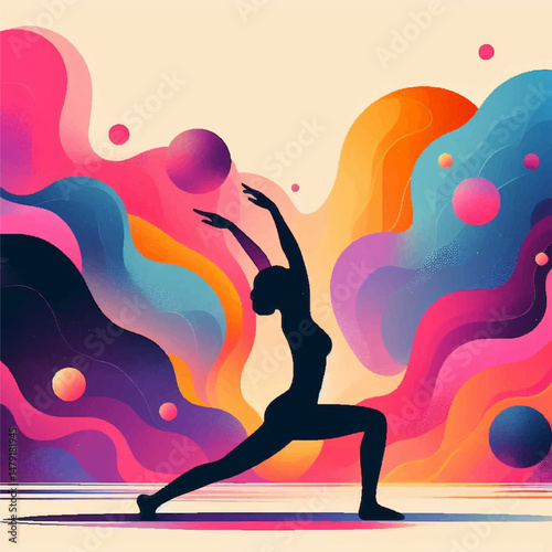 Powerful Warrior Yoga Pose Silhouette Expressing Inner Strength and Vitality