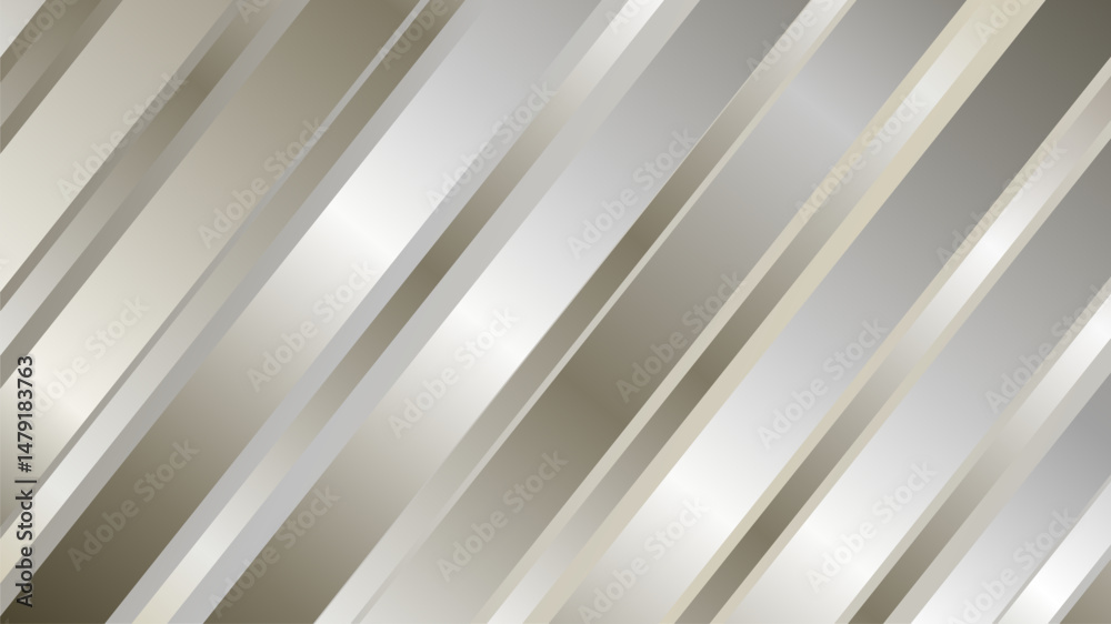 Obraz premium A modern abstract background featuring diagonal stripes in shades of silver and gold, with a glossy metallic effect. Ideal for website backgrounds, presentations, or any creative project.