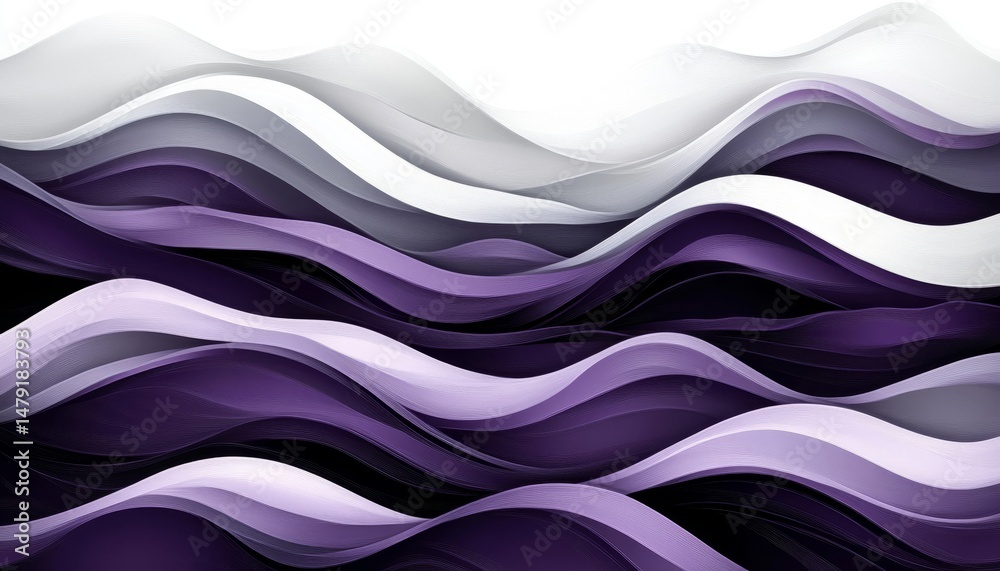Obraz premium Abstract Background, Dynamic Purple And White Wavy Lines Flowing, Creating A Delicate Pattern
