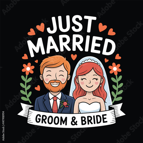 Bride and Groom Vector T-Shirt Design Art & Illustration