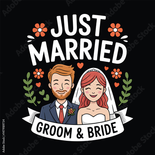 Bride and Groom Vector T-Shirt Design Art & Illustration