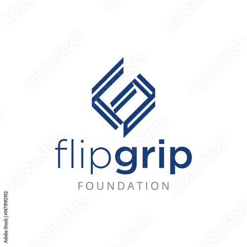 A modern nonprofit foundation logo featuring an abstract geometric symbol that forms an interlocking "F" and "G". Designed with clean lines and a minimal aesthetic.