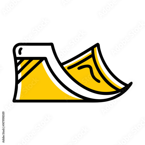 Skate ramp in bright yellow color for extreme sports activities  