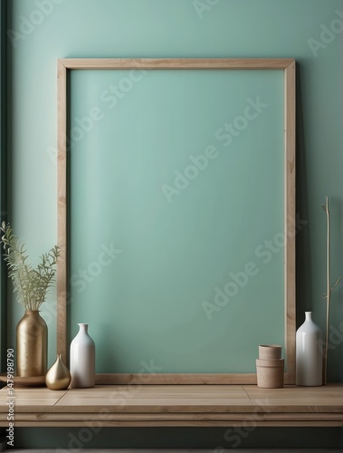Poster frame mockup in white clear hallway interior