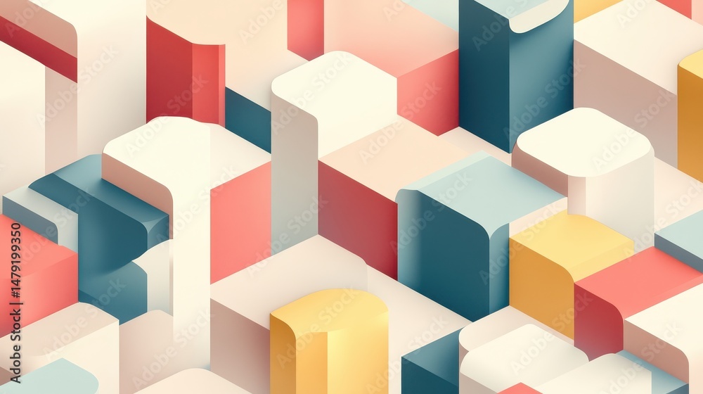 Obraz premium Abstract pastel geometric shapes forming a complex pattern