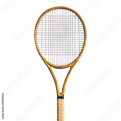 Vintage tennis racket.  A weathered, antique tennis racquet, showing signs of use
