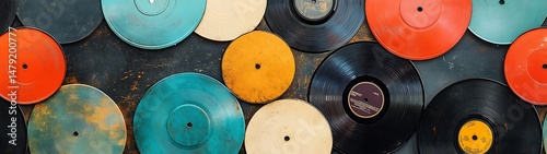 Colorful vinyl records