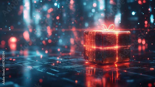 Digital Gift Box with Glowing Lights