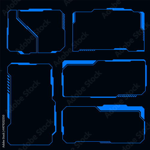 Set technology futuristic frame HUD technology cyberpunk design element