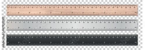 Rulers in centimeters. Wooden ruler with inch and centimeter markings