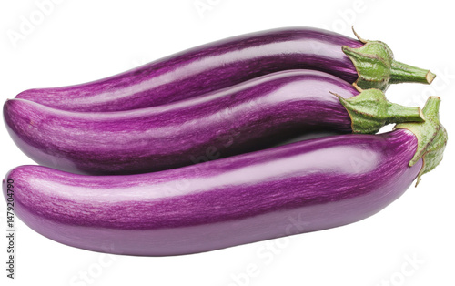 Wallpaper Mural Three purple eggplants are sitting on transparent or white background Torontodigital.ca