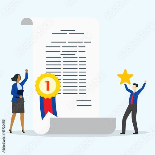 Best certificate for taking course concept. People happily with professional certificate program.