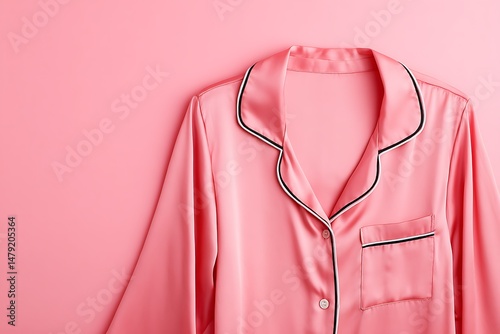 Elegant pink satin pajamas on display