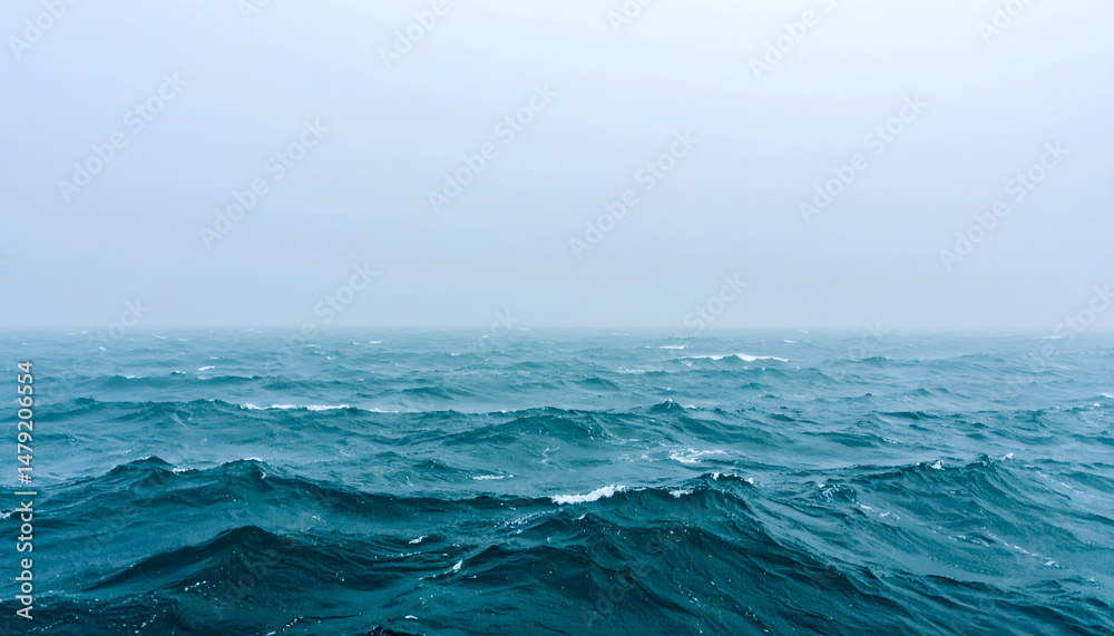 Fototapeta premium Misty Ocean Horizon – Serene Infinite Seascape