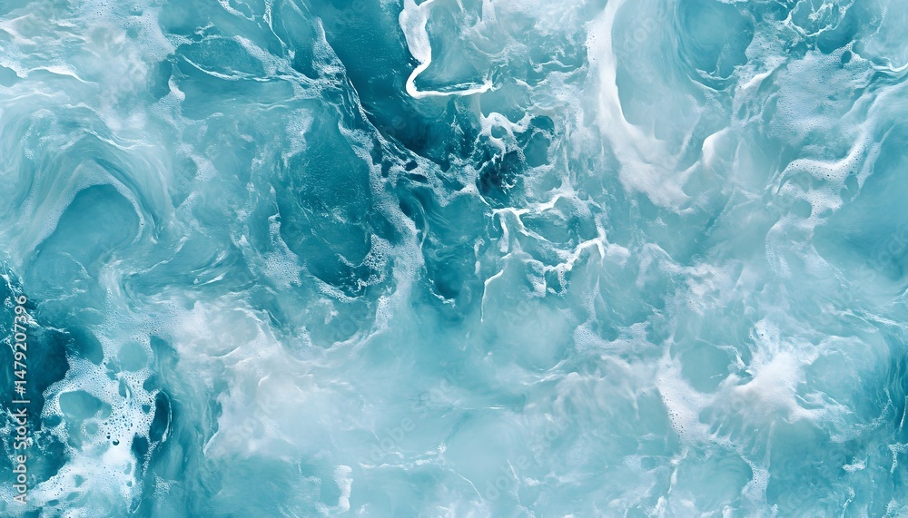 Obraz premium Abstract texture of swirling teal and white patterns.