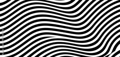 Abstract black and white wavy lines pattern design