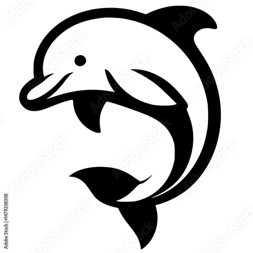 Silhouette of a baby dolphin
