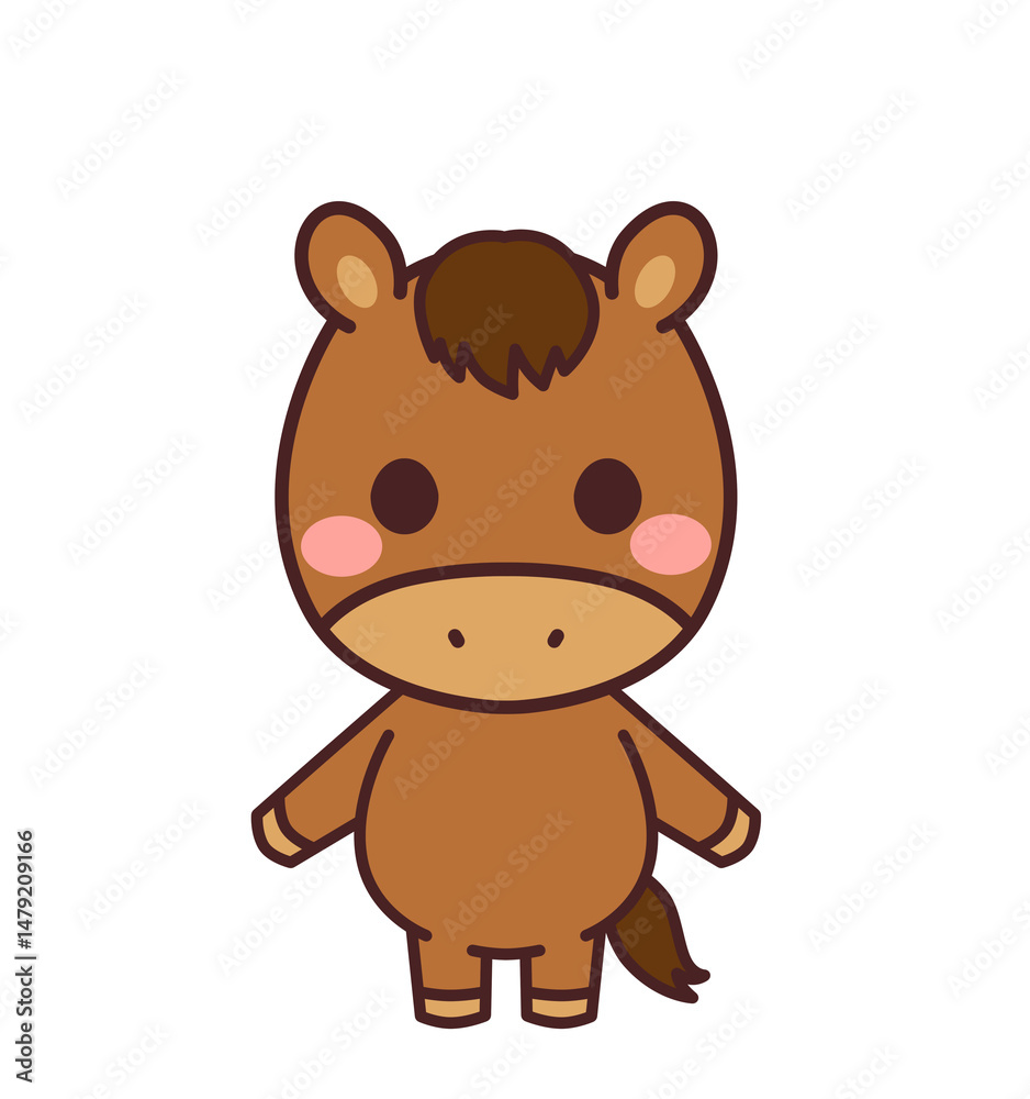 Fototapeta premium 馬のかわいいキャラクター イラスト素材
