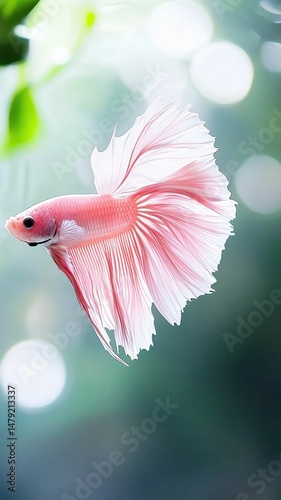 Beautiful Betta Fish Elegant pink betta fish swimming gracefully.