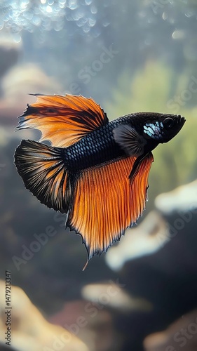 Beautiful Betta Fish Colorful betta fish swimming gracefully.