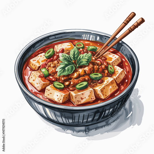 Mapo Tofu with Ground Pork and Red Chili Oil