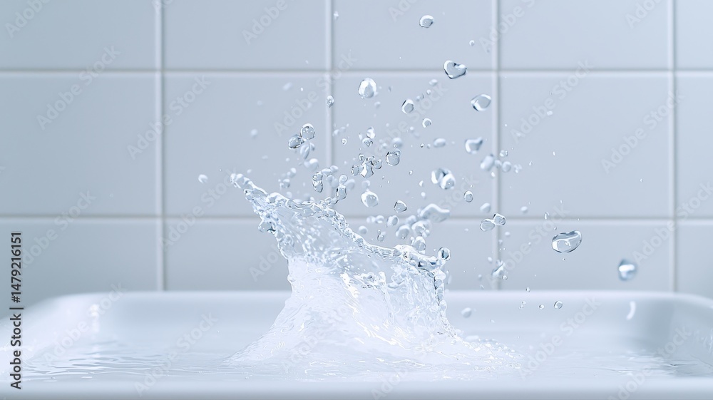 Dynamic Water Splash in a Bathroom Sink splash dynamic sink bathroom liquid droplets motion clean ai Dynamic Water Splash in a Bathroom Sink splash dynamic sink bathroom liquid droplets motion clean ai