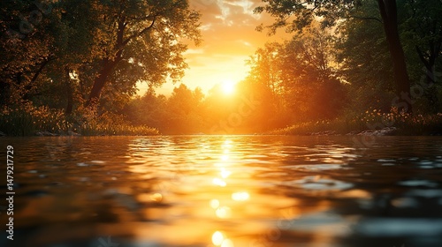 sunset over the river