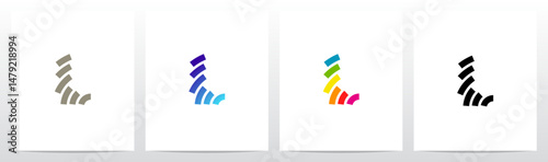 Curve Lines Outlines Stroke Letter Initial Alphabet Logo Design L