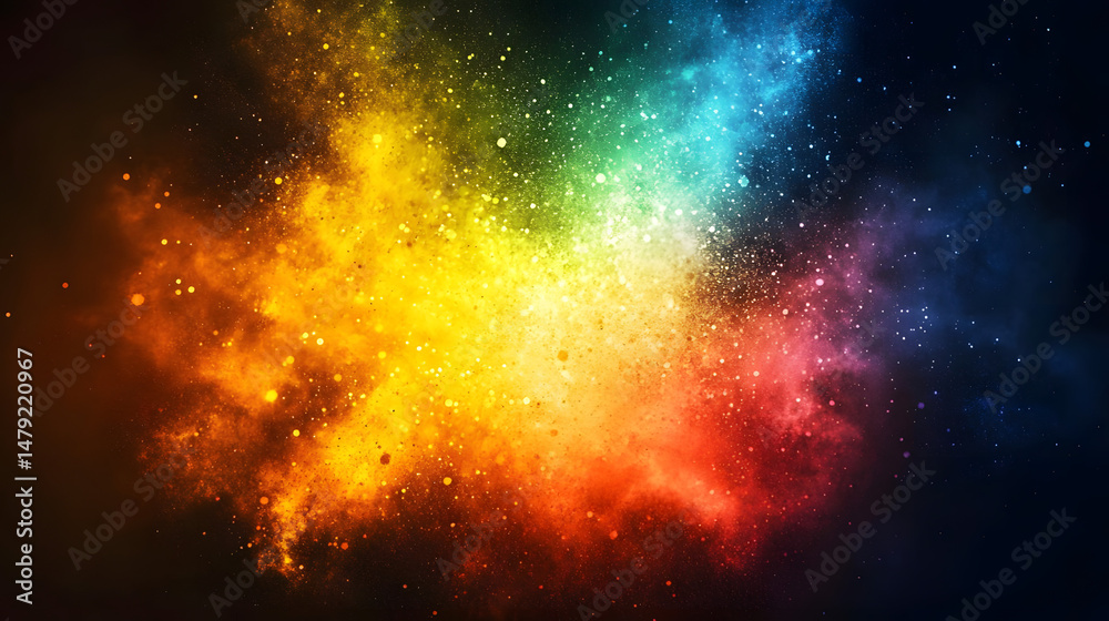 Fototapeta premium Rainbow Powder Explosion: Vivid Colors Burst
